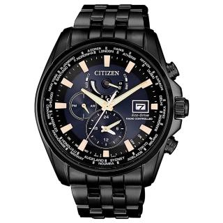 【CITIZEN 星辰】黑夜傳說電波光動能男錶-藍x黑/44mm(AT9039-51L)