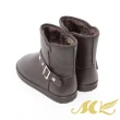 【MK】寒冬必備-金屬鉚釘內刷毛保暖中筒雪靴-黑色/咖啡色