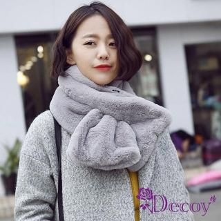 【Decoy】輕柔兔毛＊加厚交叉固定保暖圍巾/淺灰