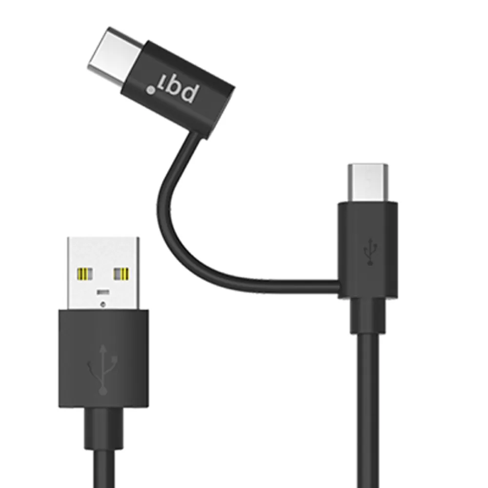 【PQI 勁永】C-Cable Du-Plug 2in1傳輸線1m(擁有 micro USB及 Type-C 雙介面)