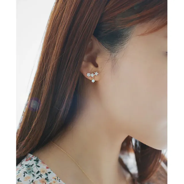 【Emi 艾迷】韓系星星花園點鑽絕美鋯石 925銀針 耳環