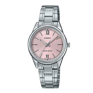 【CASIO 卡西歐】CASIO 指標女錶 不鏽鋼錶帶 粉 生活日常防水(LTP-V005D-4B2)