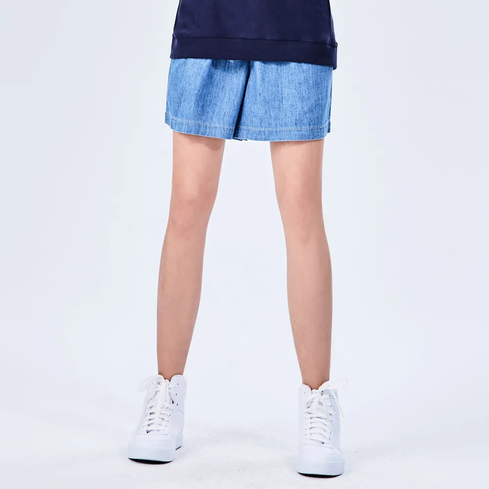 【BRAPPERS】女款 Boy friend系列-鬆緊帶寬版五分褲(藍)