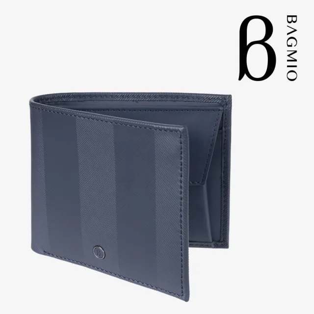 【BAGMIO】雙11 牛皮4卡零錢包短夾-午夜藍 (限 量 出 清)