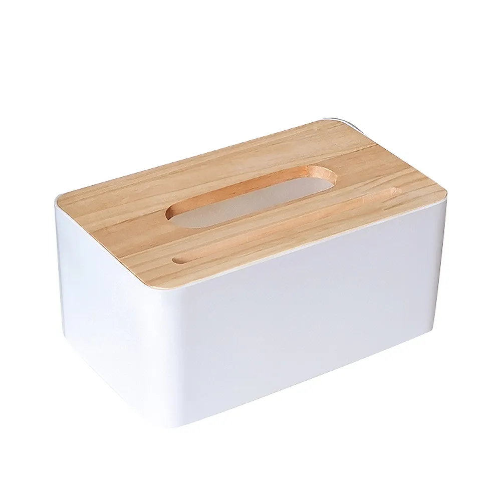 【E.City】北歐風手機卡槽款木蓋質感紙巾盒(桌面收納最佳幫手)