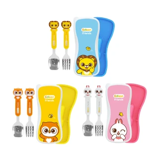 【EDISON 愛迪生】朋友ST湯叉盒子組 Kids 4Y+(湯匙 叉子 立體款)