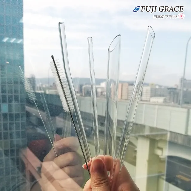 【FUJI-GRACE 日本富士雅麗】SGS認證大珍珠專用加厚耐熱玻璃吸管五入組(共2盒)