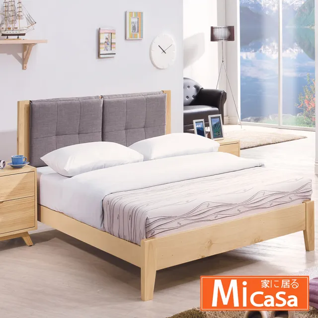 【MiCasa】凱西斯加大6尺布面實木床台