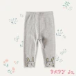 【BABY Ju 寶貝啾】韓版可愛兔子印花捲邊褲(粉色 / 白色 / 灰色)