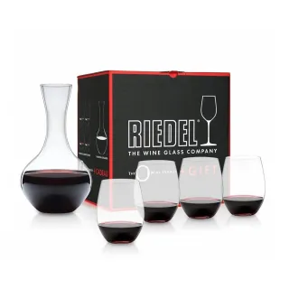 【Riedel】O 紅酒杯5件超值組禮盒-紅酒杯4入送醒酒瓶1入(超值組合送禮大氣)