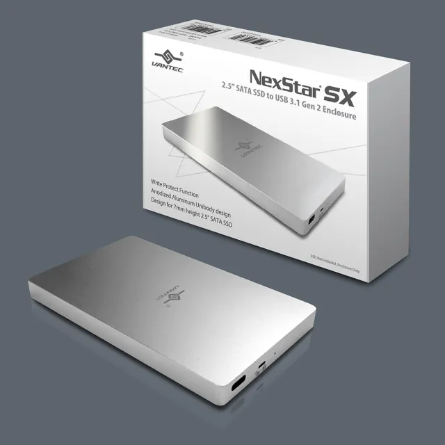 【Vantec 凡達克】NexStar SX 2.5吋 SATA SSD to USB 3.1 Gen 2 Type C 外接盒(NST-204C3-SV)