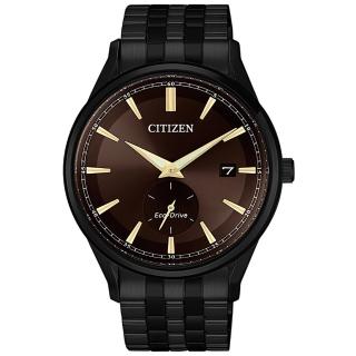 【CITIZEN 星辰】光動能 酷黑時尚小秒針男錶-咖啡x黑/40mm(BV1115-82X)