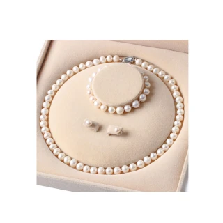 【Angel】優雅名媛珍珠項鍊耳環手環收藏3件套組(珍珠色)