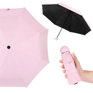 【幸福揚邑】抗UV降溫8骨防風防潑水大傘面五折迷你晴雨口袋傘(粉)