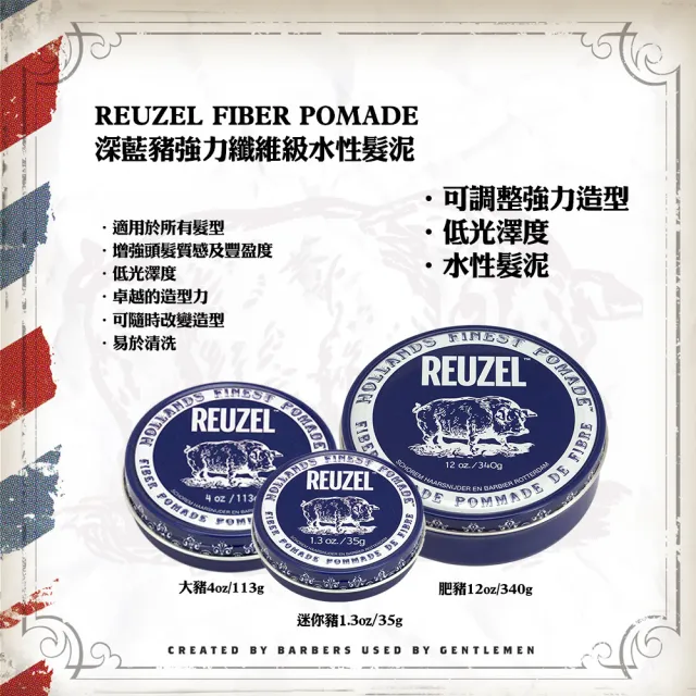 【REUZEL】深藍豬強力纖維級水性髮泥 340g