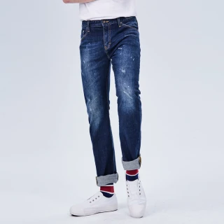 【BRAPPERS】男款 中腰彈性3D直筒褲(藍)