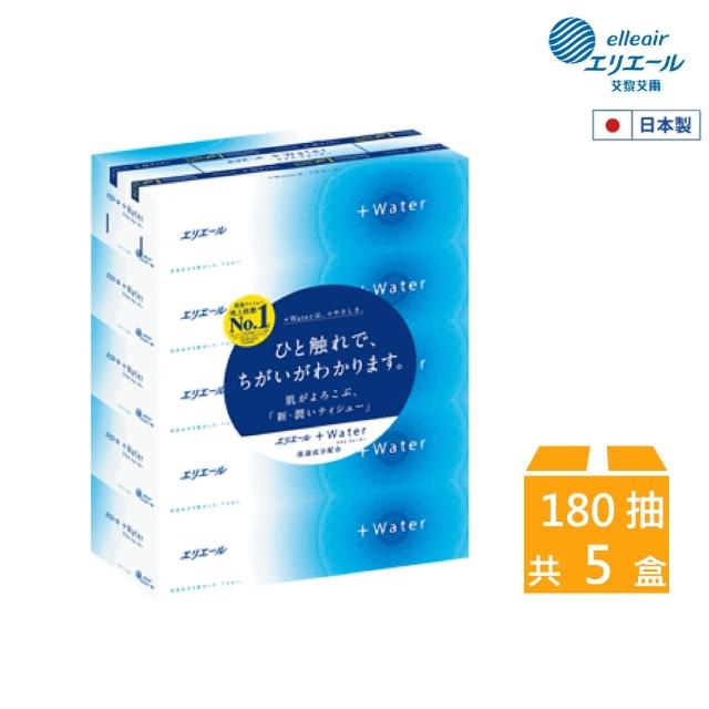 【日本大王】elleair  Water水潤柔感抽取面紙(180抽X5盒/串)