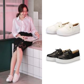 【fufa shoes 富發牌】韓系淑女質感便鞋-黑/白 fr27(懶人鞋/包鞋/平底鞋)