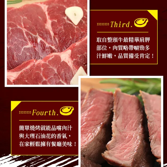 【享吃肉肉】美國頂級雪花翼板牛排4片(250±10%/片)