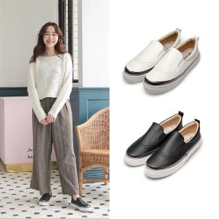 【FUFA Shoes 富發牌】皮質滾銀邊雕花懶人鞋-黑/白 1BD27(平底鞋/包鞋/便鞋)