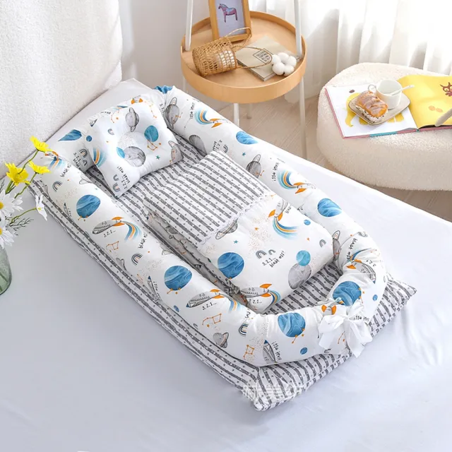 【Kori Deer 可莉鹿】便攜式可折疊純棉多功能床中床附被子-繽紛(睡窩攜帶嬰兒床包外出旅行床遊戲墊)