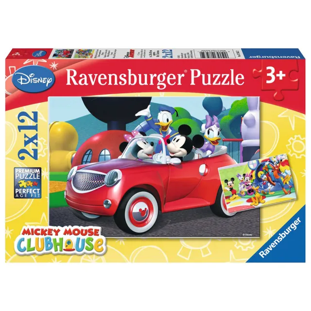 【德國Ravensburger】維寶拼圖 米奇妙妙車隊 2*12片