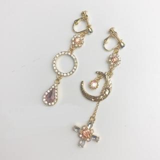 【Angel】甜美夢幻月亮水滴鋯石垂墜耳環(2款可選)