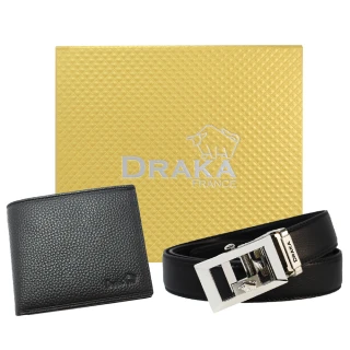 【DRAKA 達卡】黃金禮盒 真皮皮夾+自動皮帶-6013(41DK6013)