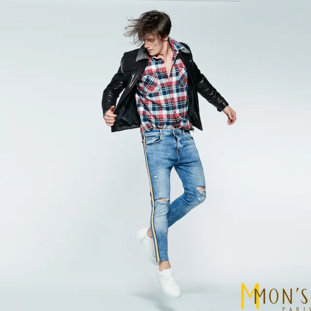 【MON’S】羔羊毛領飛行員皮衣夾克外套(100%羊皮)