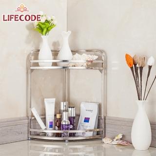 【LIFECODE】《收納王》不鏽鋼二層轉角置物架/調料架