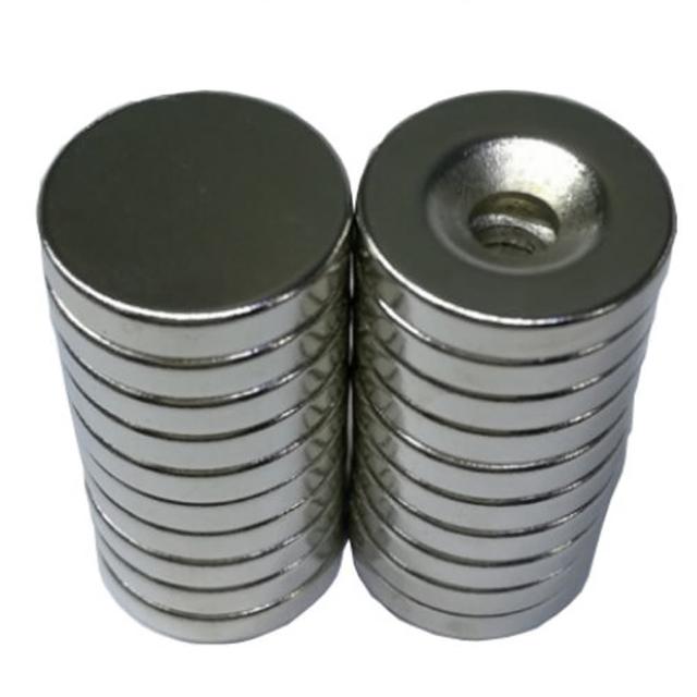 ED007 10入裝 圓型磁鐵片 辦公室磁鐵 釹鐵硼強力磁鐵 20x3mm帶孔磁鐵(強力磁鐵 螺絲磁鐵座)