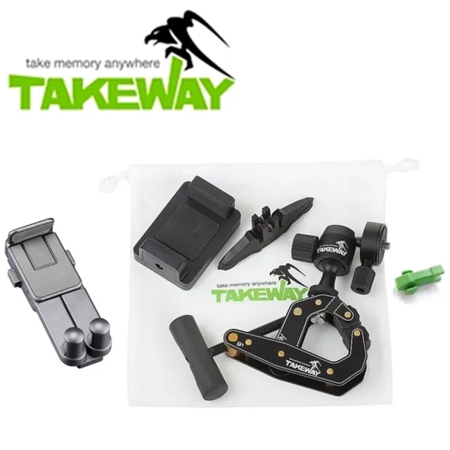 【TAKEWAY】T1鉗式腳架+T-TH01平板夾(鉗腳架萬用夾 平板座)