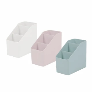 【IDEA】純色素面三格階梯式小物桌面收納盒(化妝品/文具多重收納)