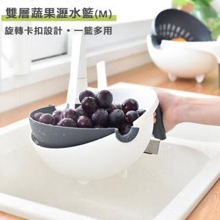 【樂邁家居】雙層 旋轉 瀝水籃 卡扣設計(圓型 M號)