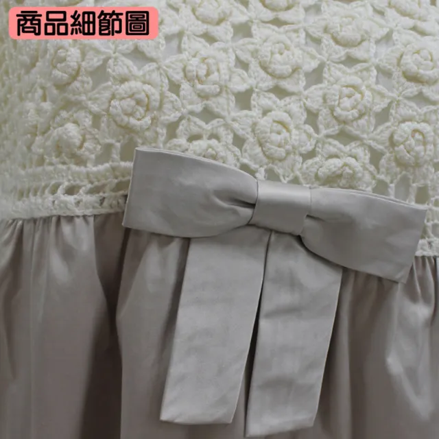 【Gennies 奇妮】花朵鏤空針織長版上衣-黑/香檳金(孕婦裝 舒適 蝴蝶結 綁帶)