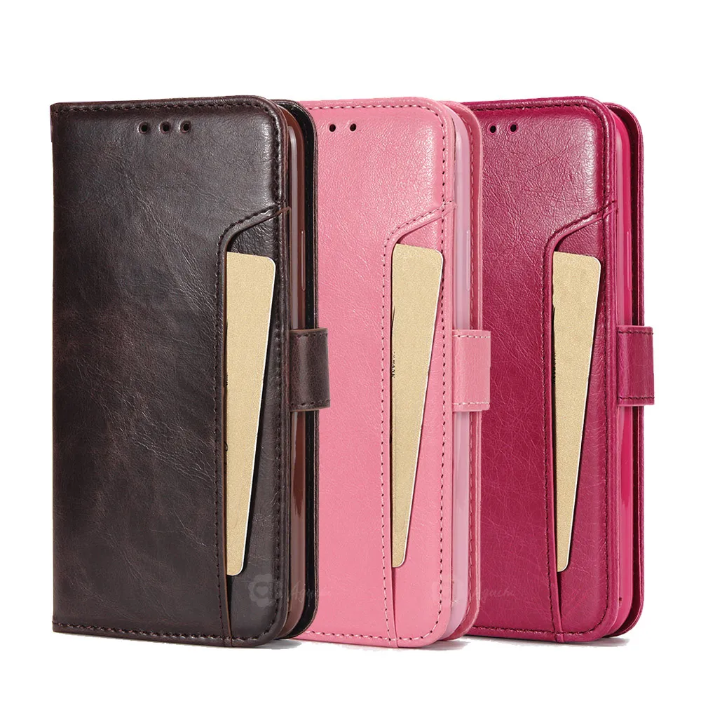 Apple iPhone X/Xs 頂級皮質瘋馬紋後扣皮套-棕粉桃