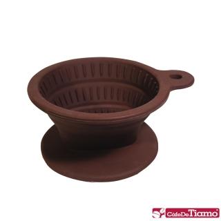 【Tiamo】矽膠摺疊濾杯附濾紙40入咖啡匙-咖啡色(HG2331)