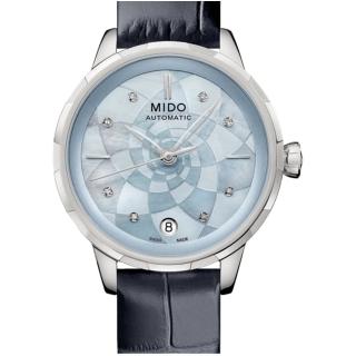 【MIDO 美度 官方授權】花雨系列雅緻蓮花女錶(M0432071613100 藍)