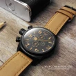 【elegantsis 愛樂時】Army 戰地記者三眼計時手錶-黑x卡其(ELJT48-OB09LC)