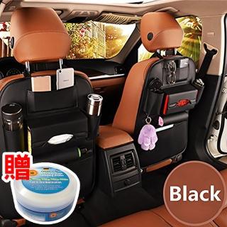 【威力鯨車神】頂級內裝手工皮製汽車椅背收納袋/椅背置物袋 皮革時尚品味款(加贈萬用去汙膏一罐)