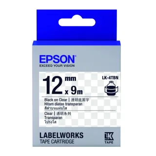 【EPSON】標籤帶 透明底黑字/12mm(LK-4TBN)