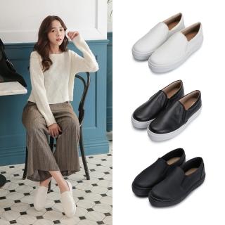 【FUFA Shoes 富發牌】馬卡龍簡約便鞋-黑/全黑/白 FR09 大尺碼女鞋(平底鞋/小白鞋/便鞋)