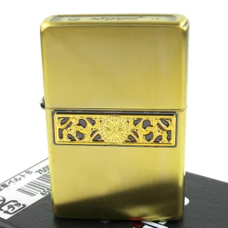 【Zippo】日系~Bottomz Up-唐草圖案-頂部Logo刻印加工打火機(銅古美款)