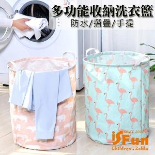 【iSFun】動物棉麻＊防水摺疊手提收納洗衣籃/3色可選