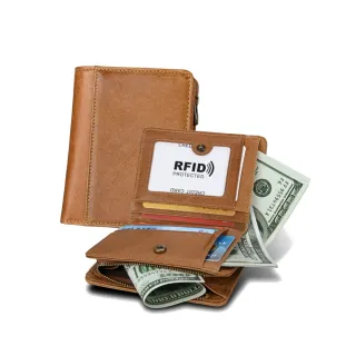 【玩皮工坊】頭層牛皮多隔層短夾 LH540 男短夾(2色可選)