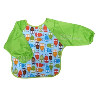 【kiret】寶寶長袖圍兜1入 吃飯衣 繪圖衣-綠(長袖 圍兜 圍裙 反穿衣 玩沙衣 畫畫衣)