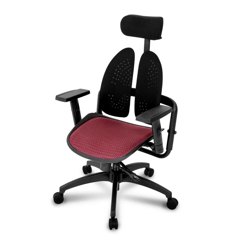 【Birdie】德國專利雙背護脊機能電腦椅/辦公椅/主管椅/電競椅-229型紅色網布款