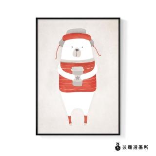 【菠蘿選畫所】咖啡暖暖掌白熊-42x60cm(畫/兒童房掛畫/居家裝飾/禮物/居家裝飾/動物)