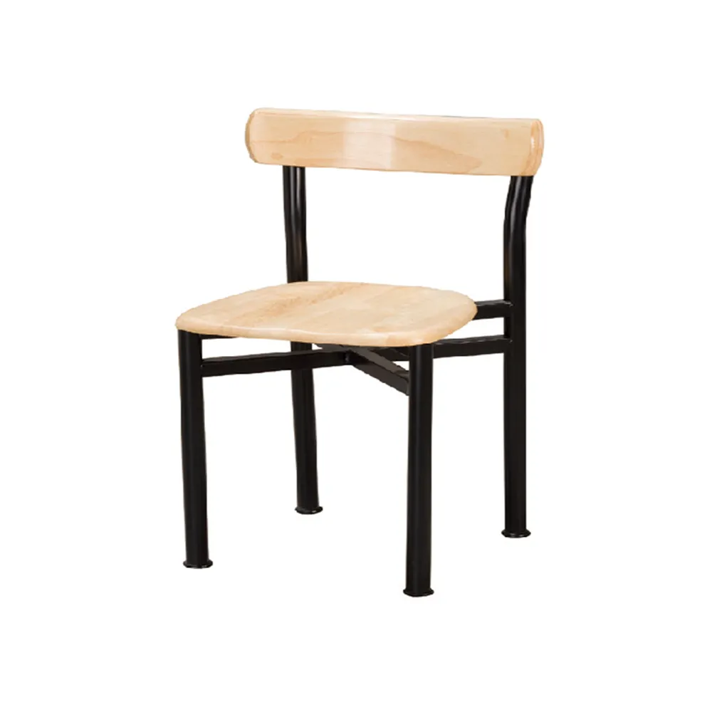 【ONE 生活】貝娜實木餐椅(木紋色板面鐵腳椅)