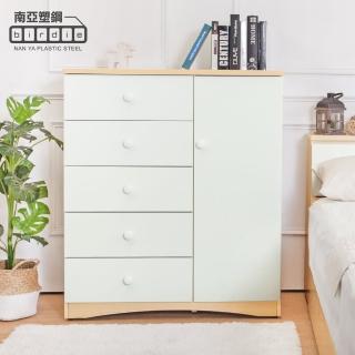 【南亞塑鋼】3.3尺五抽單門塑鋼鬥櫃/收納櫃/置物櫃(白橡色+白色)